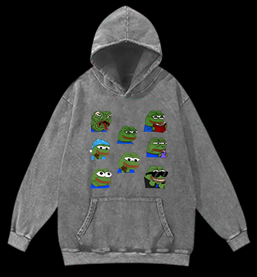 Frog's Meme Fun Vintage Washed 100% Cotton Hoodie