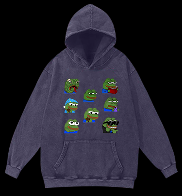 Frog's Meme Fun Vintage Washed 100% Cotton Hoodie