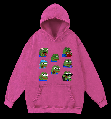 Frog's Meme Fun Vintage Washed 100% Cotton Hoodie