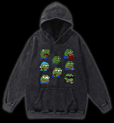 Frog's Meme Fun Vintage Washed 100% Cotton Hoodie