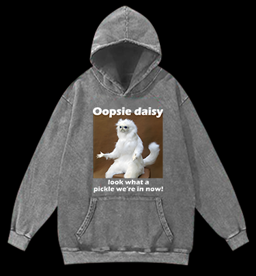 Funny White Monkey Pickle Vintage Washed 100% Cotton Hoodie