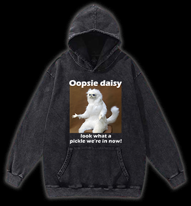 Funny White Monkey Pickle Vintage Washed 100% Cotton Hoodie