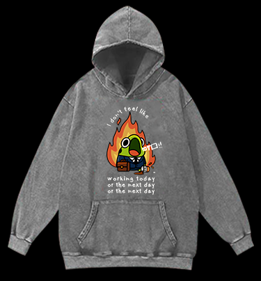 Frog Hates Working Vintage Washed 100% Cotton Hoodie