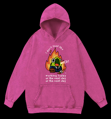 Frog Hates Working Vintage Washed 100% Cotton Hoodie