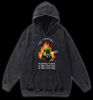 Frog Hates Working Vintage Washed 100% Cotton Hoodie