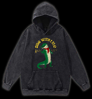 Singing Croc Fun Vintage Washed 100% Cotton Hoodie