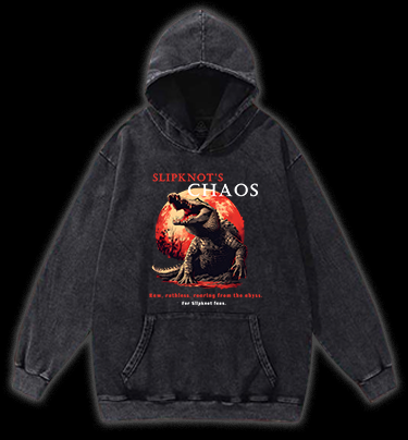 Chaos Croc Fun Vintage Washed 100% Cotton Hoodie