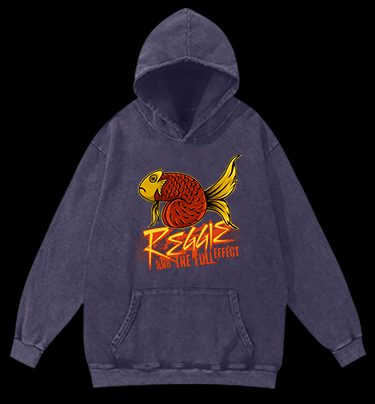 Fish's Funk Style Vintage Washed 100% Cotton Hoodie