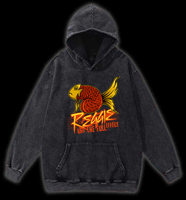 Fish's Funk Style Vintage Washed 100% Cotton Hoodie