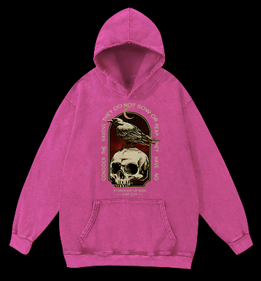 Dark Raven Vibe Vintage Washed 100% Cotton Hoodie