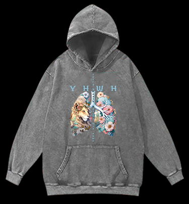 Lion's Faith Style Vintage Washed 100% Cotton Hoodie