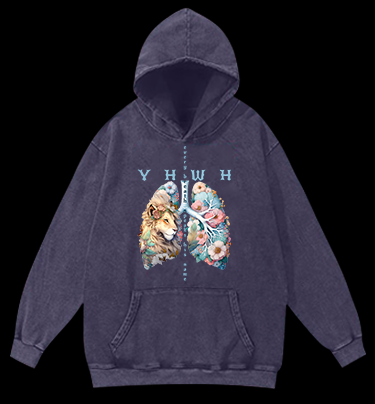 Lion's Faith Style Vintage Washed 100% Cotton Hoodie