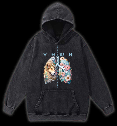 Lion's Faith Style Vintage Washed 100% Cotton Hoodie