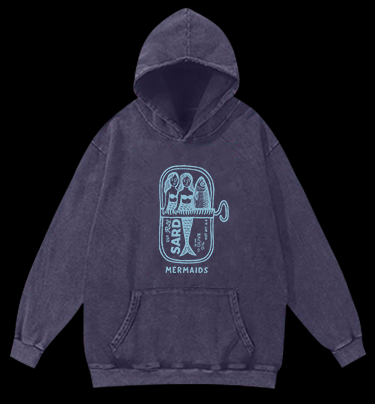 Fishy Mermaid Style Vintage Washed 100% Cotton Hoodie