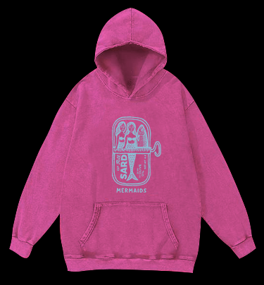 Fishy Mermaid Style Vintage Washed 100% Cotton Hoodie