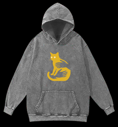 Hug Cat Fun Vintage Washed 100% Cotton Hoodie