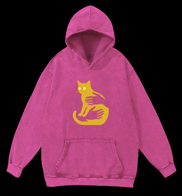 Hug Cat Fun Vintage Washed 100% Cotton Hoodie