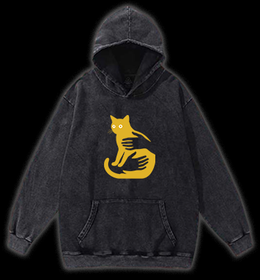 Hug Cat Fun Vintage Washed 100% Cotton Hoodie