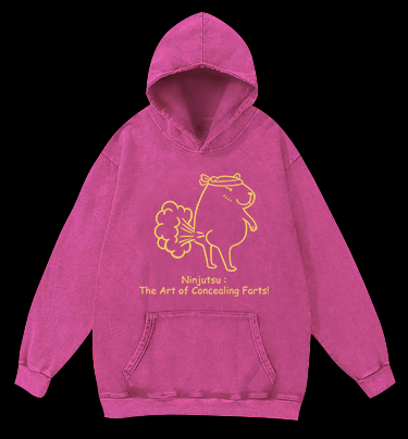 Capybara's Fart Style Vintage Washed 100% Cotton Hoodie