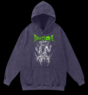 Droussor Cthulhu Death Metal Vintage Washed 100% Cotton Hoodie