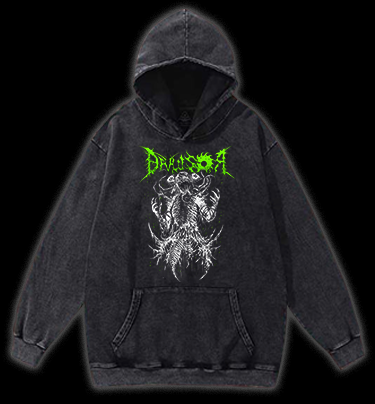 Droussor Cthulhu Death Metal Vintage Washed 100% Cotton Hoodie