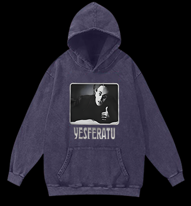 Yesferatu Classic Vampire Vintage Washed 100% Cotton Hoodie