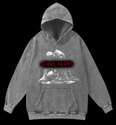 Tummy Hurts Vintage Washed 100% Cotton Hoodie