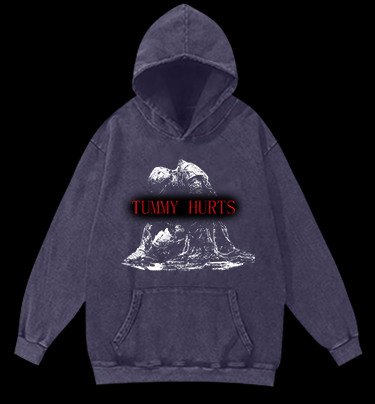 Tummy Hurts Vintage Washed 100% Cotton Hoodie