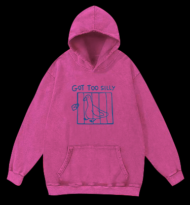Got Too Silly Caged Pigeon Vintage Washed 100% Cotton Hoodie