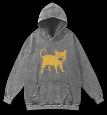 Surprised Cat Vintage Washed 100% Cotton Hoodie