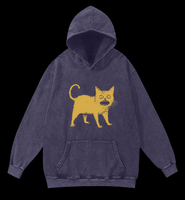 Surprised Cat Vintage Washed 100% Cotton Hoodie