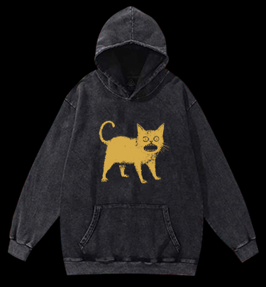 Surprised Cat Vintage Washed 100% Cotton Hoodie