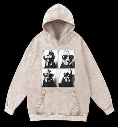 Gogglehead Chicken Vintage Washed 100% Cotton Hoodie