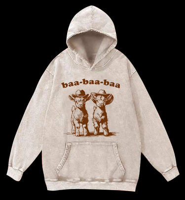 Cowboy Goats Baa-baa-baa Vintage Washed 100% Cotton Hoodie