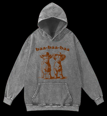 Cowboy Goats Baa-baa-baa Vintage Washed 100% Cotton Hoodie