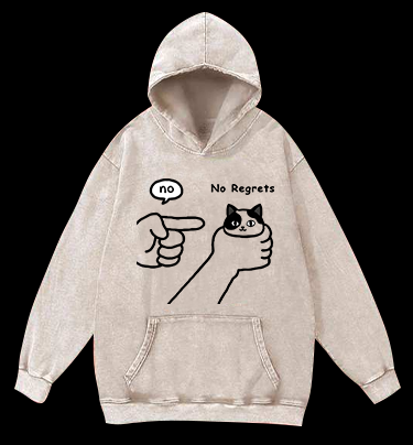No Regrets Cat Vintage Vintage Washed 100% Cotton Hoodie