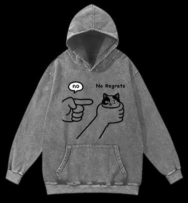 No Regrets Cat Vintage Vintage Washed 100% Cotton Hoodie