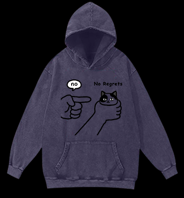No Regrets Cat Vintage Vintage Washed 100% Cotton Hoodie