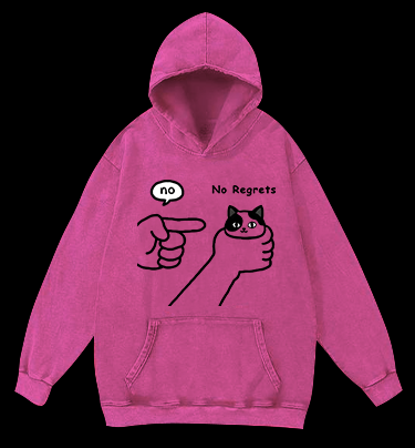 No Regrets Cat Vintage Vintage Washed 100% Cotton Hoodie