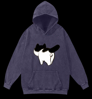 Cow Cat's Arse Vintage Washed 100% Cotton Hoodie