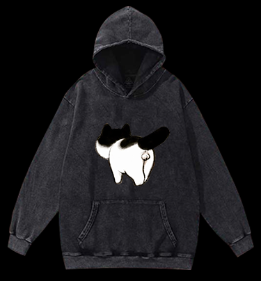 Cow Cat's Arse Vintage Washed 100% Cotton Hoodie