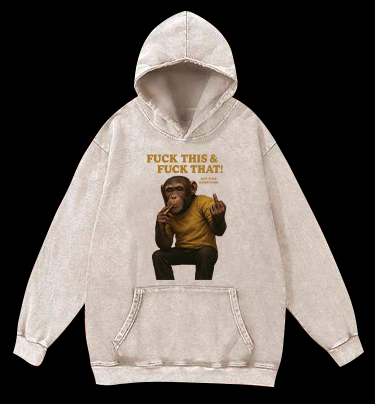 Monkey’s Disdainful Look Vintage Washed 100% Cotton Hoodie