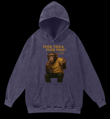 Monkey’s Disdainful Look Vintage Washed 100% Cotton Hoodie