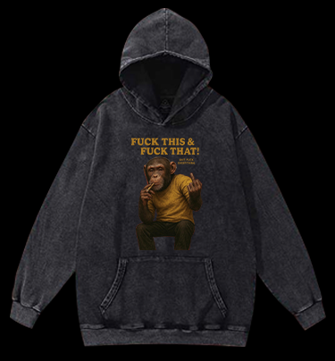 Monkey’s Disdainful Look Vintage Washed 100% Cotton Hoodie