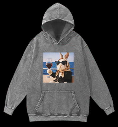 A Rabbit's Greeting Vintage Washed 100% Cotton Hoodie