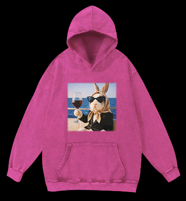 A Rabbit's Greeting Vintage Washed 100% Cotton Hoodie