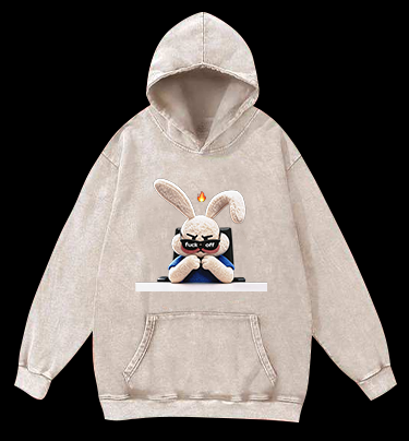 Furious Bunny Vintage Washed 100% Cotton Hoodie