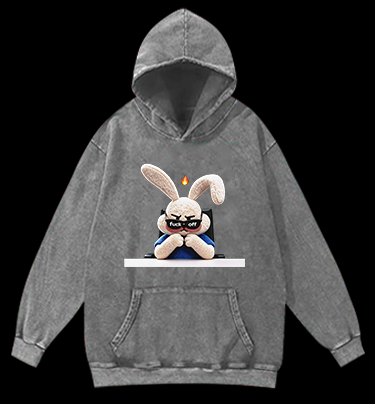 Furious Bunny Vintage Washed 100% Cotton Hoodie