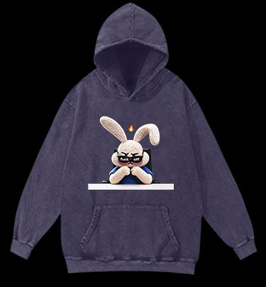 Furious Bunny Vintage Washed 100% Cotton Hoodie
