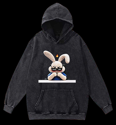 Furious Bunny Vintage Washed 100% Cotton Hoodie